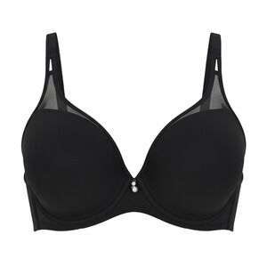 NEW Black 34D Mesh Trim Underwire Bra Pearl Charm Adjustable Straps